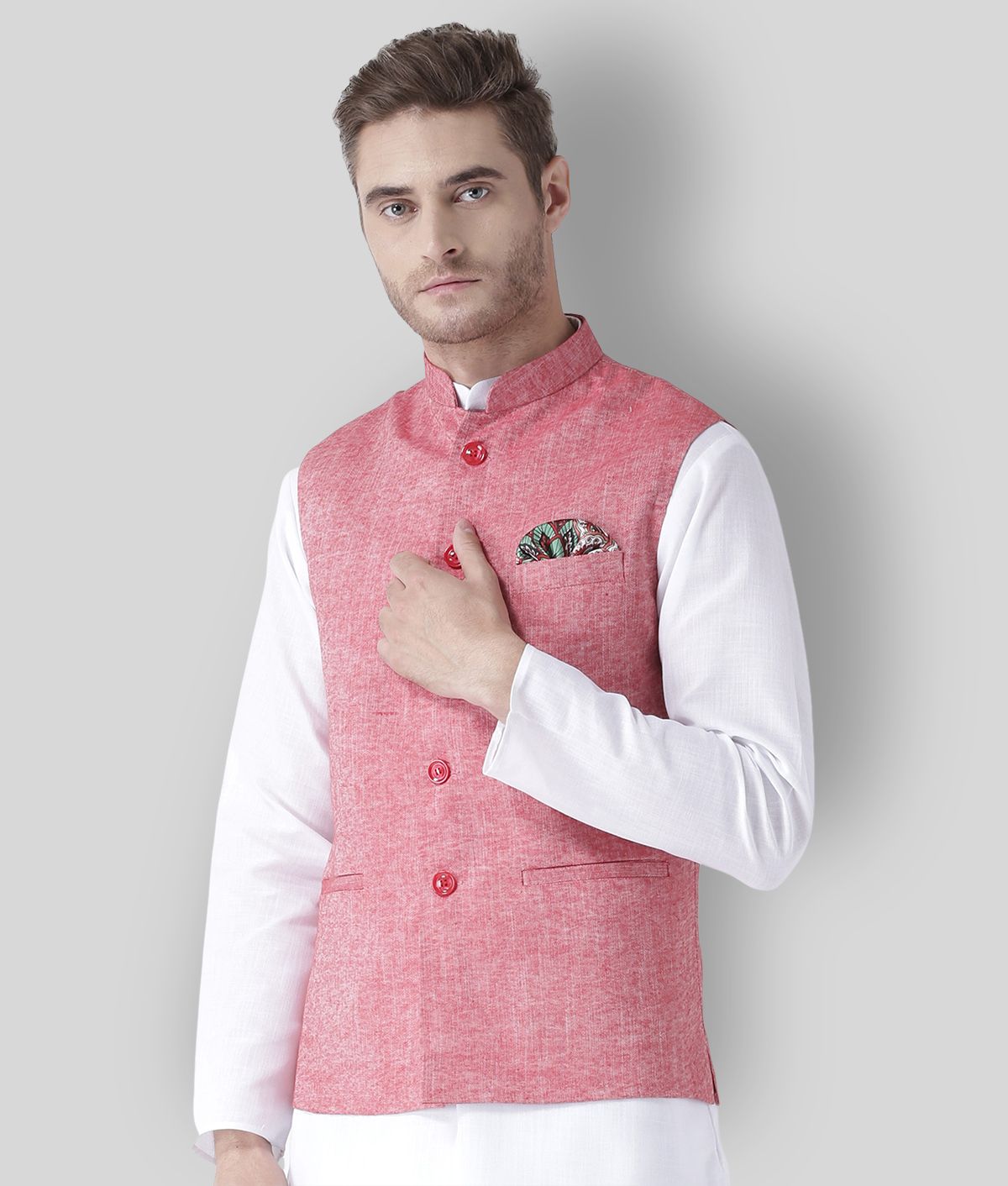 Hangup Red Linen Nehru Jacket Buy Hangup Red Linen Nehru Jacket Online at Low Price in India
