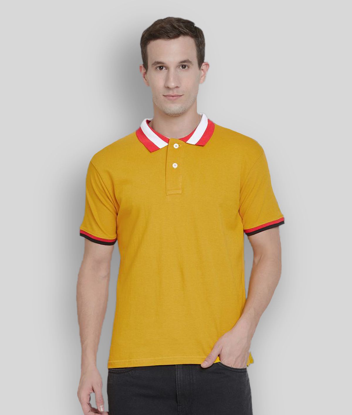 The Dry State - Yellow Cotton Slim Fit Men's Polo T Shirt ( Pack of 1 )