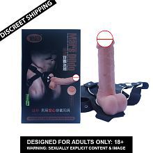Soft Skin Realistic 8 Inch Sexual Dildo For Lesbians With Strap-On BeltSex Toy For Women By Naughty Nights + Free Lubricant