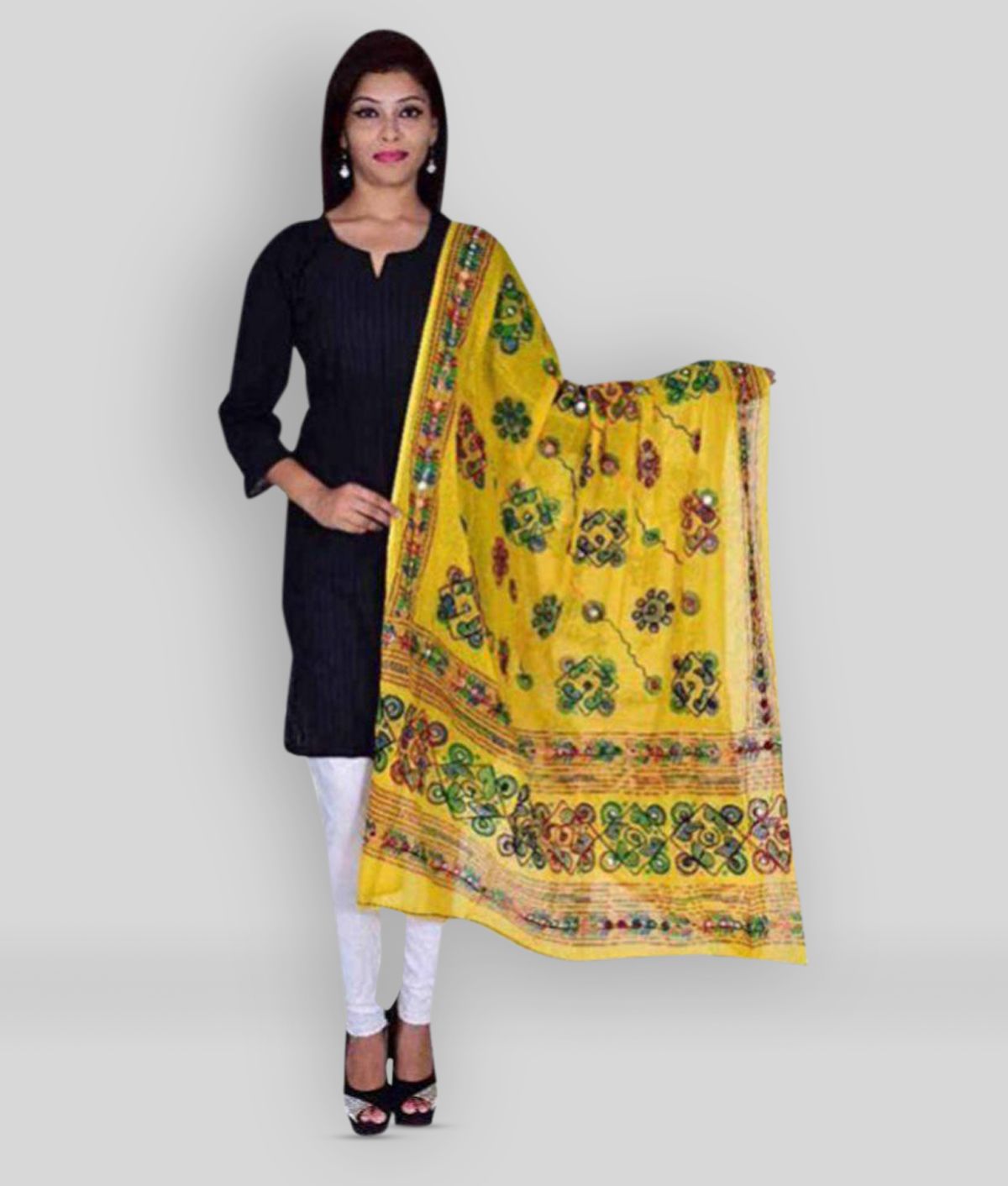     			Apratim Yellow Cotton Dupatta