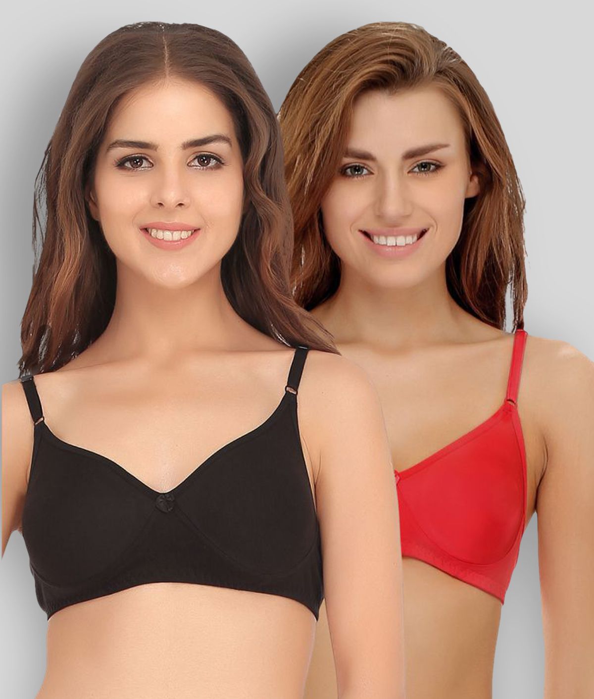     			Clovia - Multicolor Cotton Blend Non - Padded Women's T-Shirt Bra ( Pack of 2 )