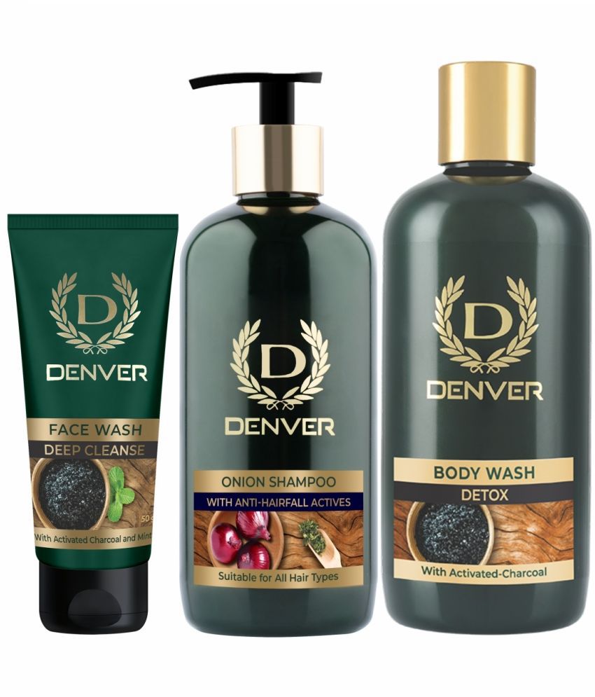     			Denver Deep cleanse face wash (50gm) + onion shampoo 300ml + body wash detox 325 ml