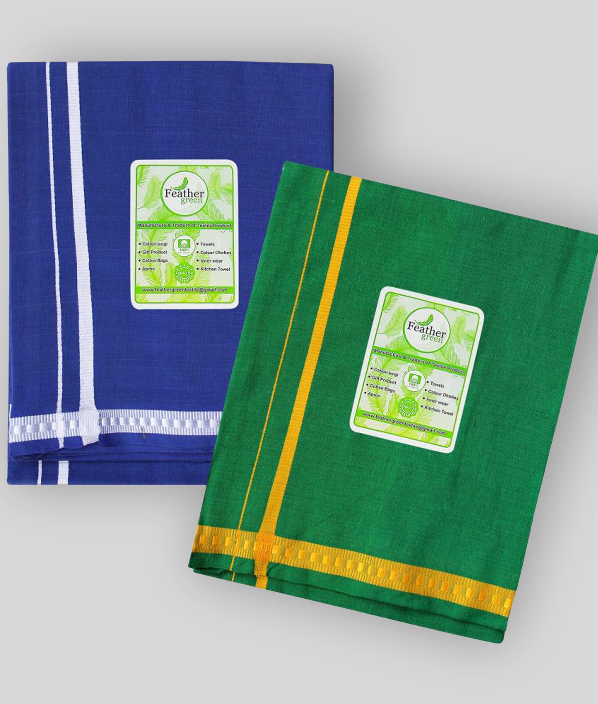     			Feather Green - Multi Cotton Blend Men's Dhoti ( Pack of 2 )