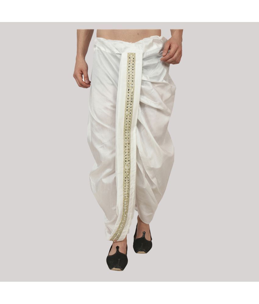 Buy GN hub - Off-White Silk Men's Dhoti 