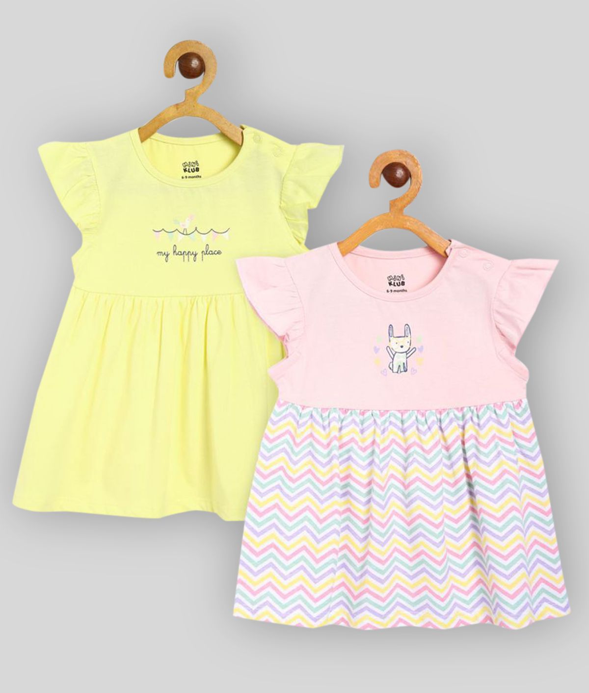     			MINI KLUB - Multicolor Cotton Baby Girl Dress ( Pack of 2 )