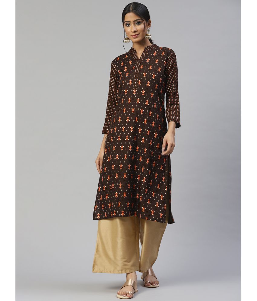     			SVARCHI - Brown Rayon Women's Straight Kurti ( Pack of 1 )