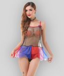 D Naked - Multicolor Net Women's Nightwear Baby Doll Dresses With Panty