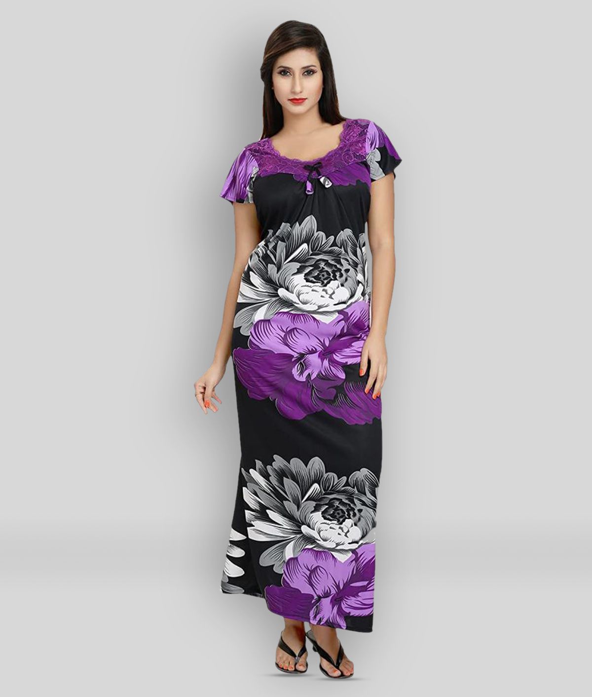     			Apratim - Multicolor Satin Women's Nightwear Nighty & Night Gowns ( Pack of 1 )