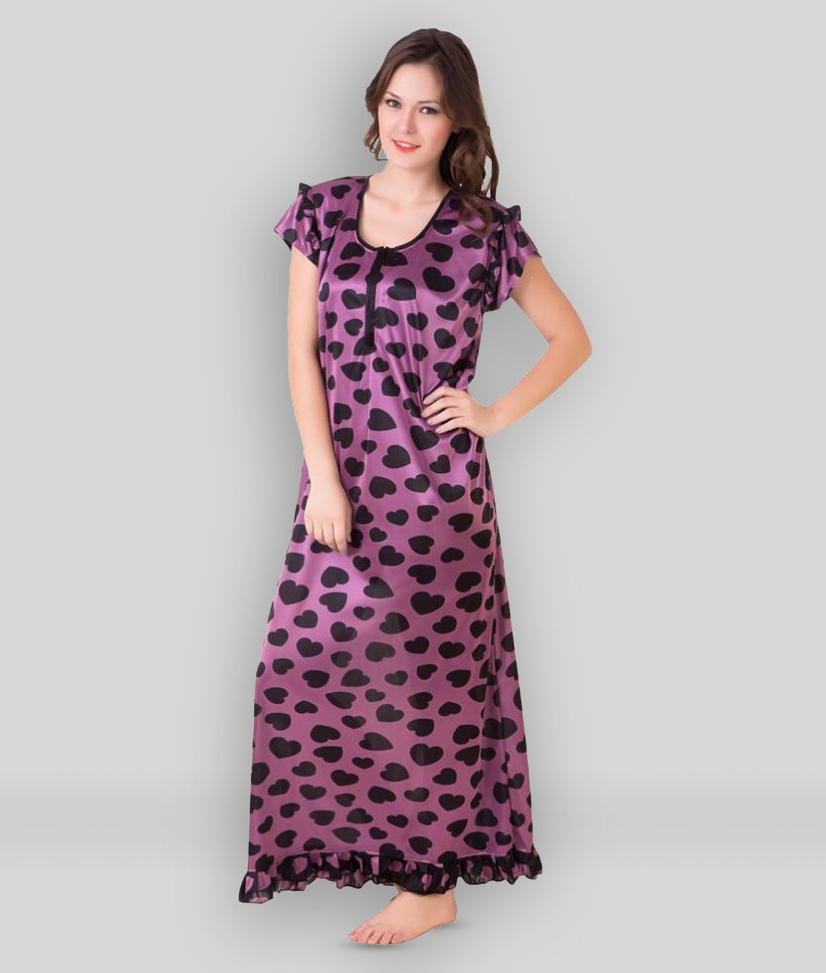     			Masha - Purple Satin Women's Nightwear Nighty & Night Gowns ( Pack of 1 )