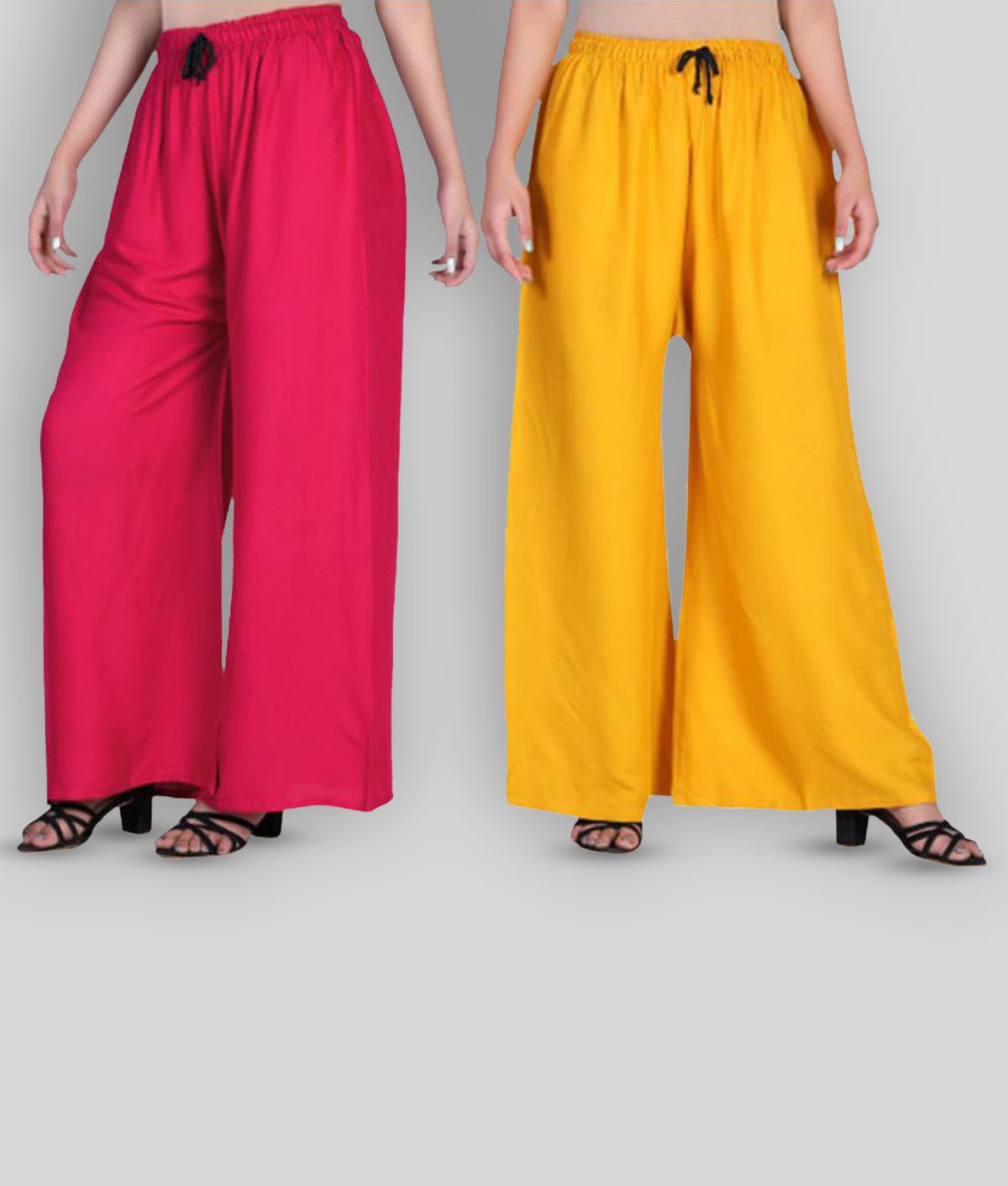     			Nisa Art Creations - Multicolor Rayon Wide Leg Women's Palazzos ( Pack of 2 )