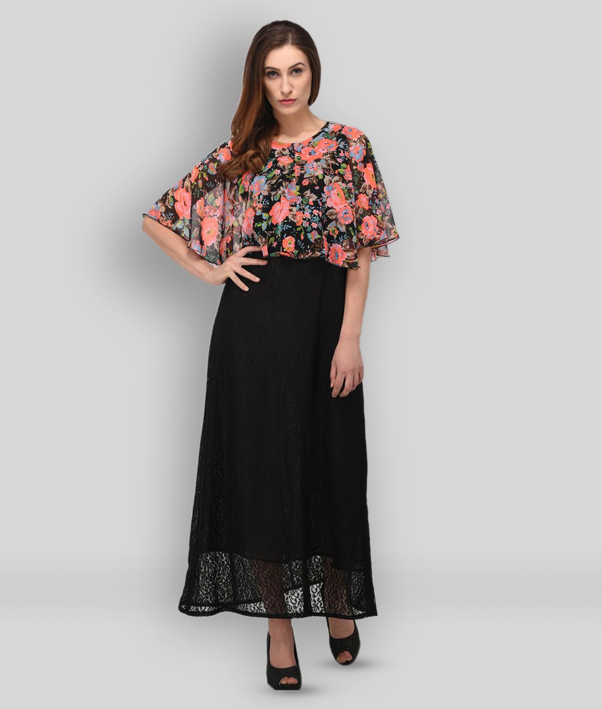 Black Net Women's A- line Dress ( Pack 
