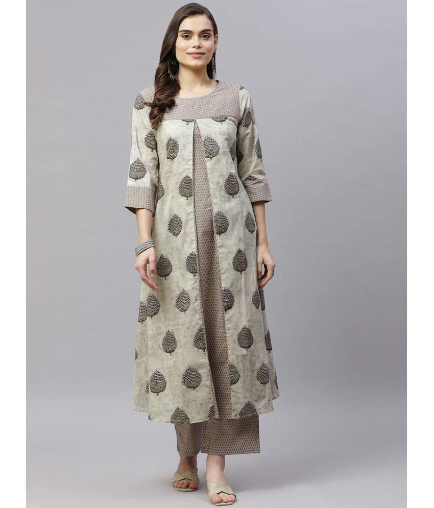     			miravan - Beige Double Layered Cotton Women's Stitched Salwar Suit ( Pack of 1 )