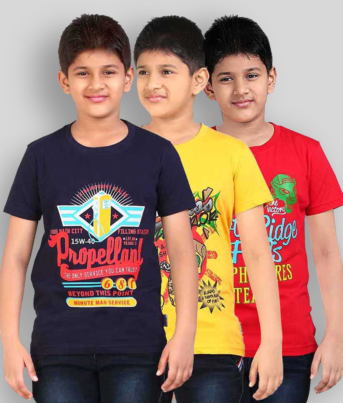 Dongli - Multicolor 100% Cotton Boy's T-Shirt ( Pack of 3 )