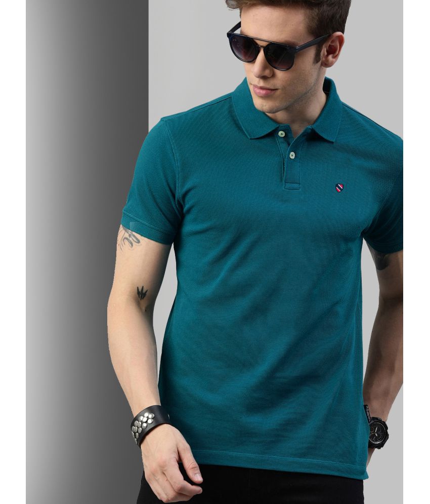     			Merriment - Teal Blue Cotton Blend Regular Fit Men's Polo T Shirt ( Pack of 1 )