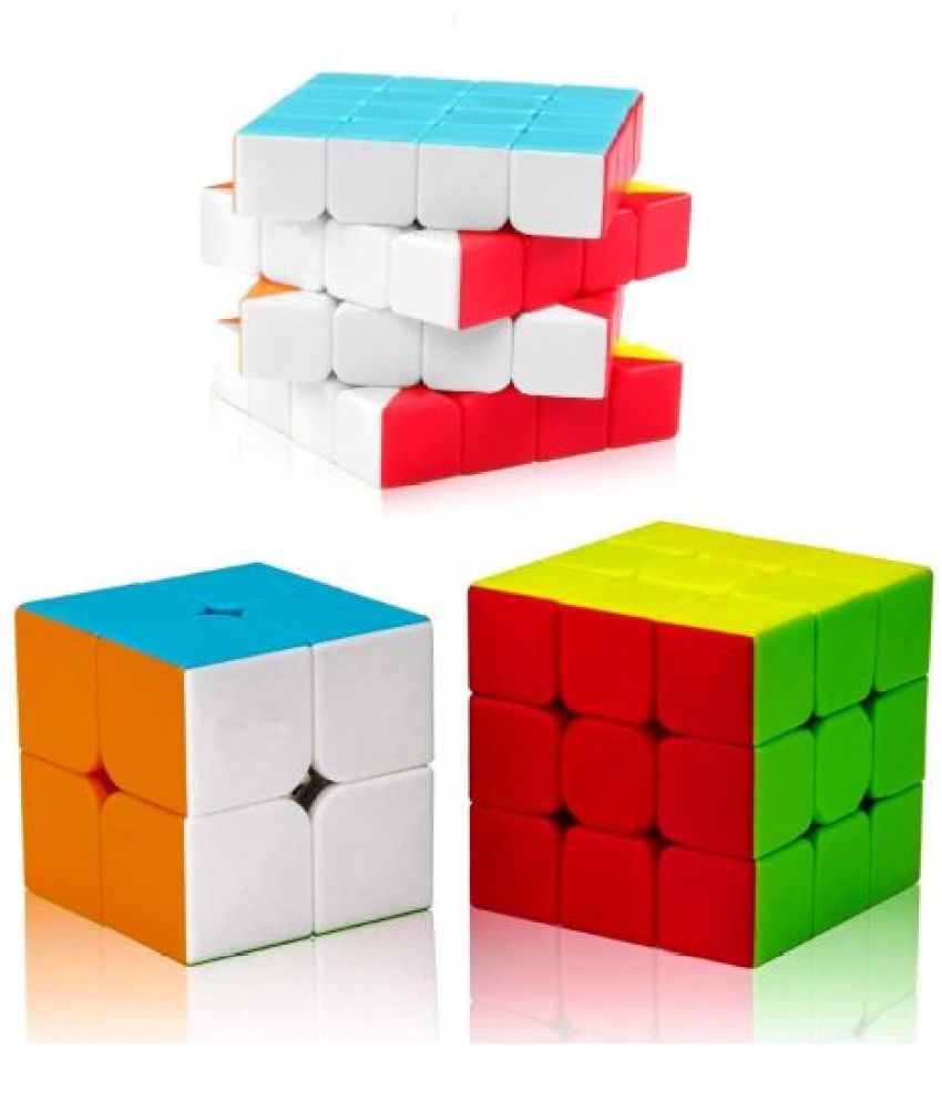 Tzoo Cube Combo Set of 2x2 3x3 4x4 high Speed Stickerless Puzzle Cube for 14 Years and Up - Multicolor