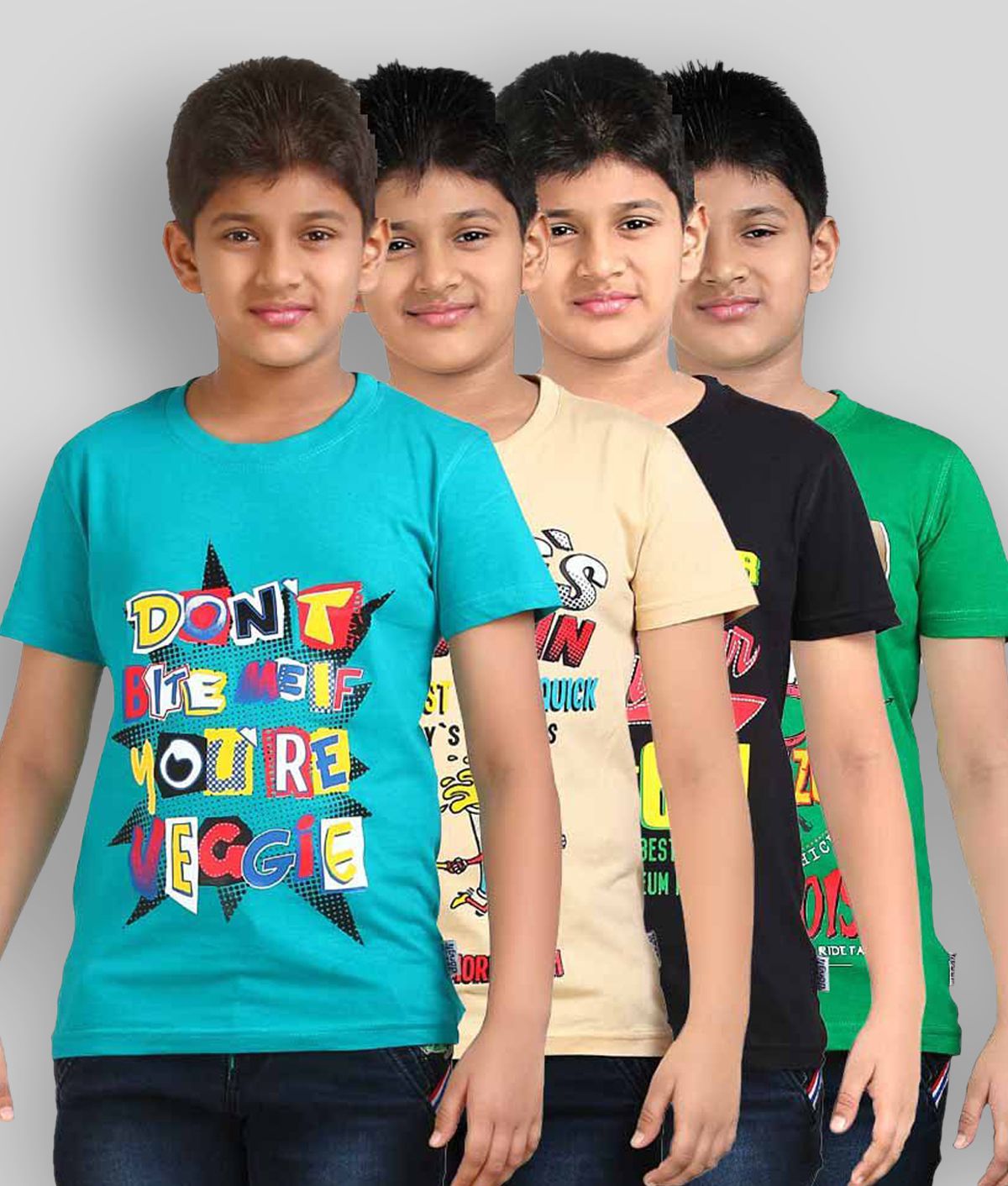 Dongli - Multicolor 100% Cotton Boy's T-Shirt ( Pack of 4 )
