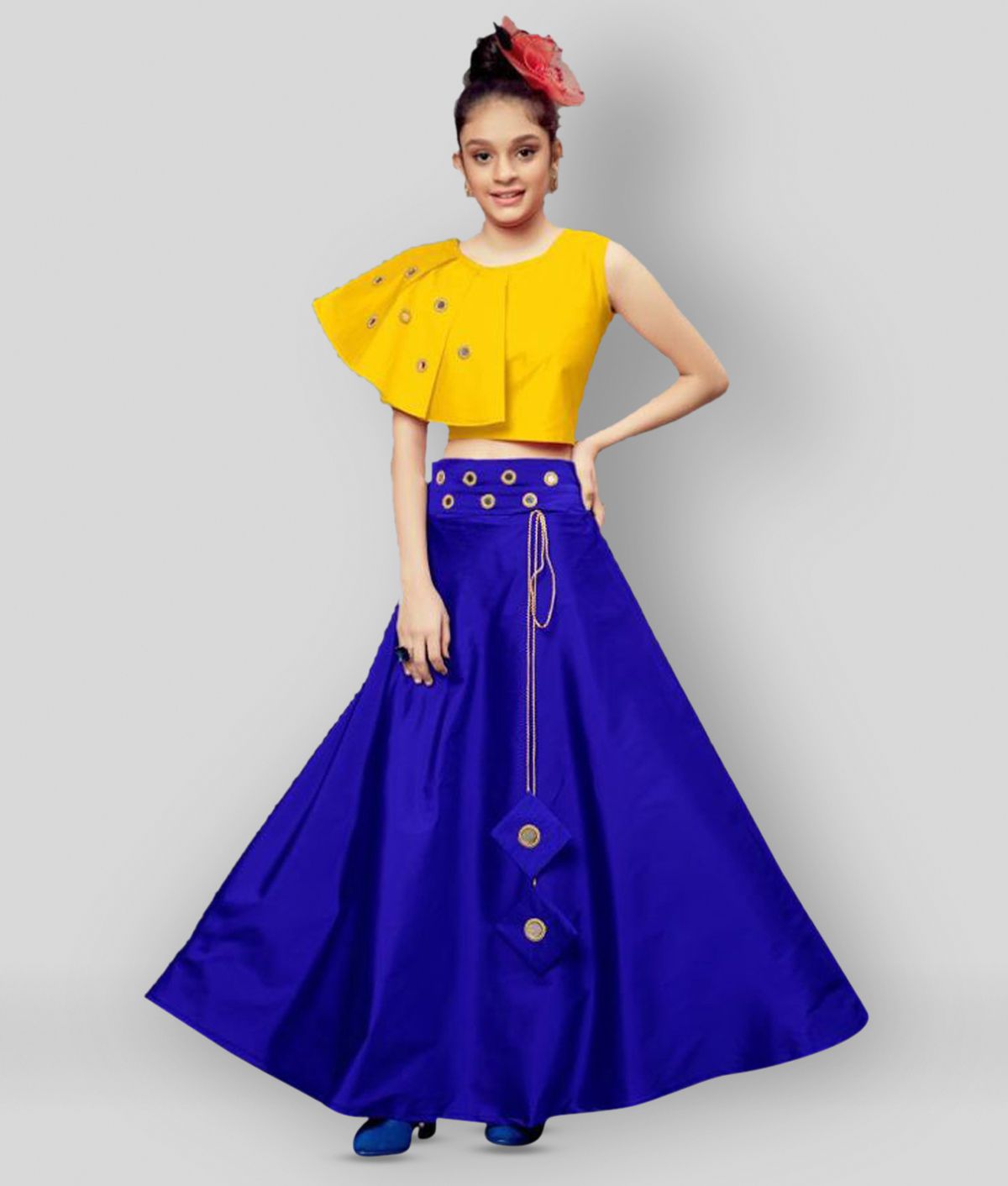 Fashion Dream Girl's Mirror Embellished Readymade Lehenga Choli