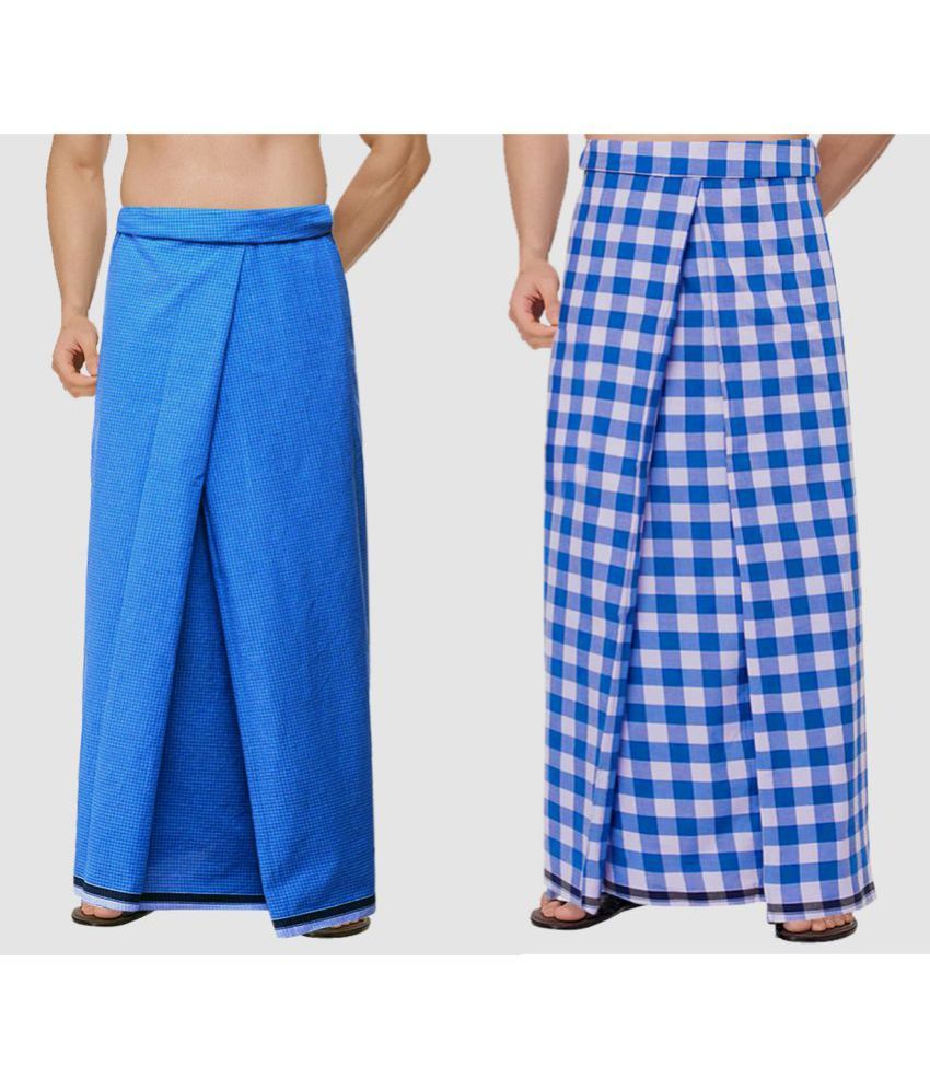     			Feather Green - Multi Cotton Blend Men's Lungi ( Pack of 2 )