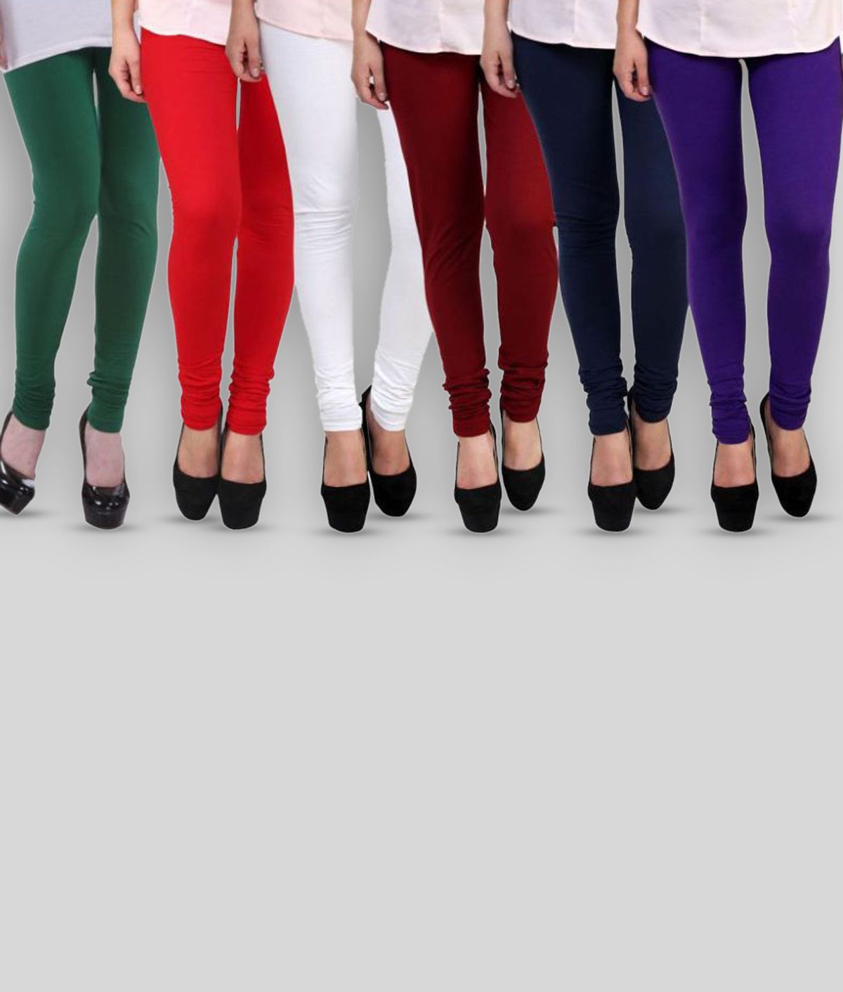     			FnMe - Multicolor Cotton Blend Women's Leggings ( Pack of 6 )