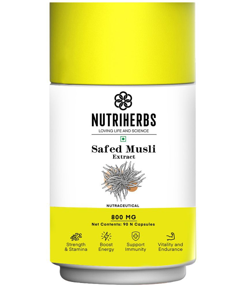     			Nutriherbs Safed Musli Capsules 800 mg - 90 Capsule| Provides Energy & Boosts Immunity | Enhances Sports Performance