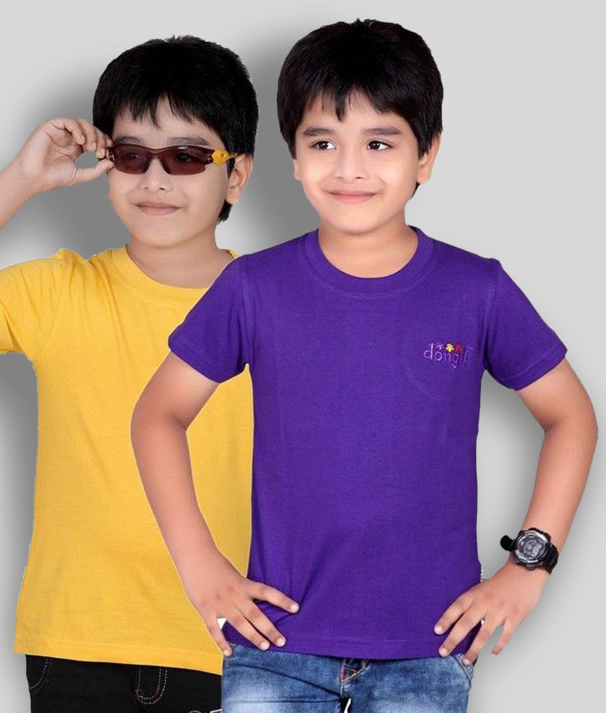 Dongli - Multicolor Cotton Blend Boy's T-Shirt ( Pack of 2 )
