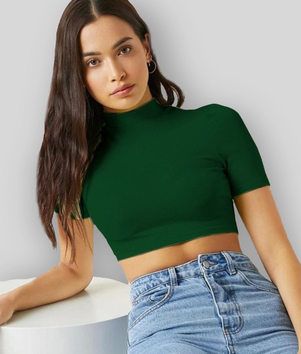     			Dream Beauty Fashion - Green Polyester Women's Crop Top ( Pack of 1 )