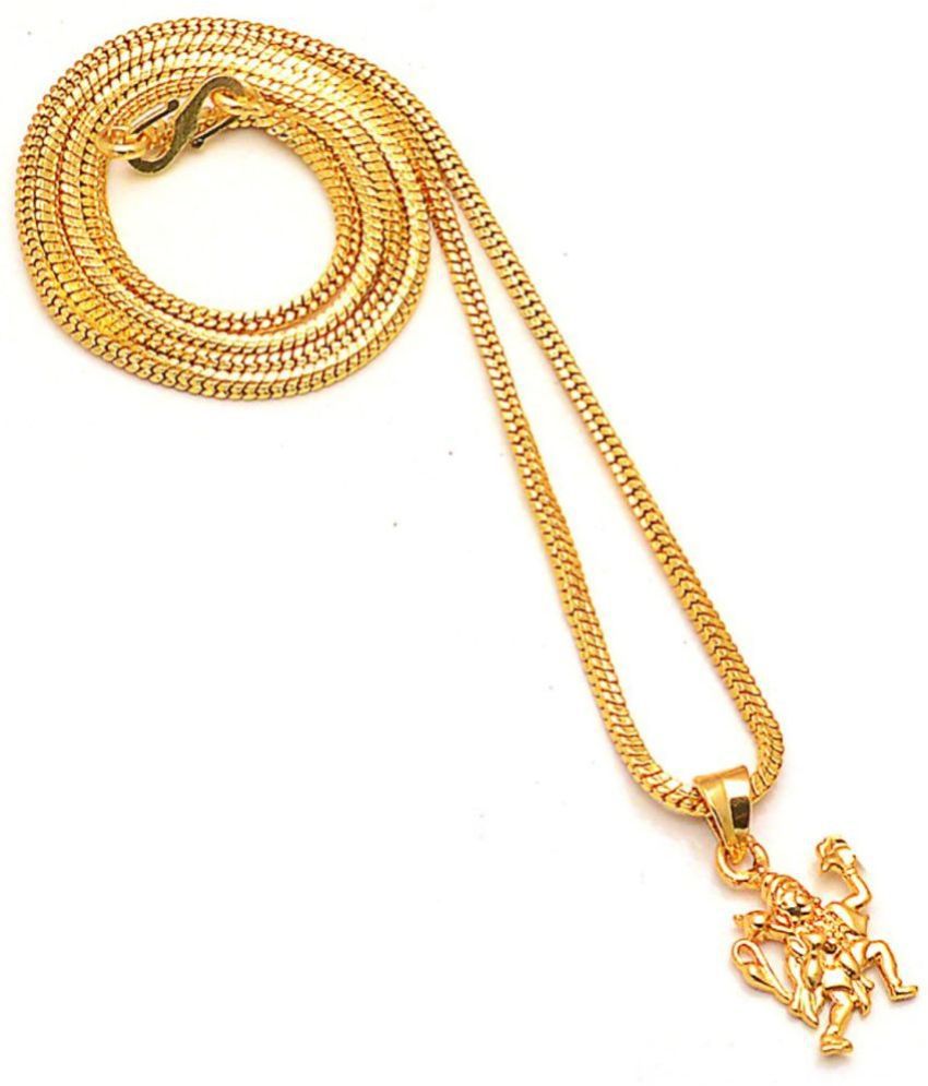 Jewar Mandi - Gold Men's Religious Pendant With Chain ( Pack of 1 )