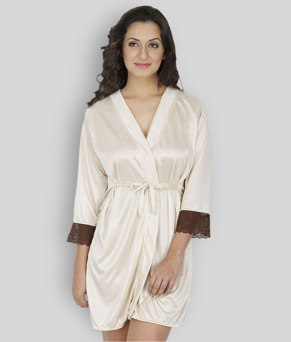     			Klamotten - Off White Satin Women's Nightwear Robes ( Pack of 1 )