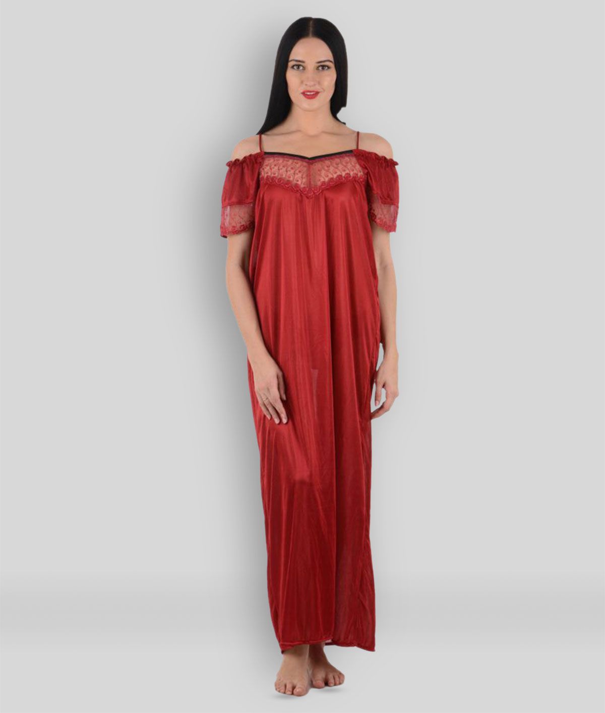     			Klamotten - Red Satin Women's Nightwear Nighty & Night Gowns ( Pack of 1 )