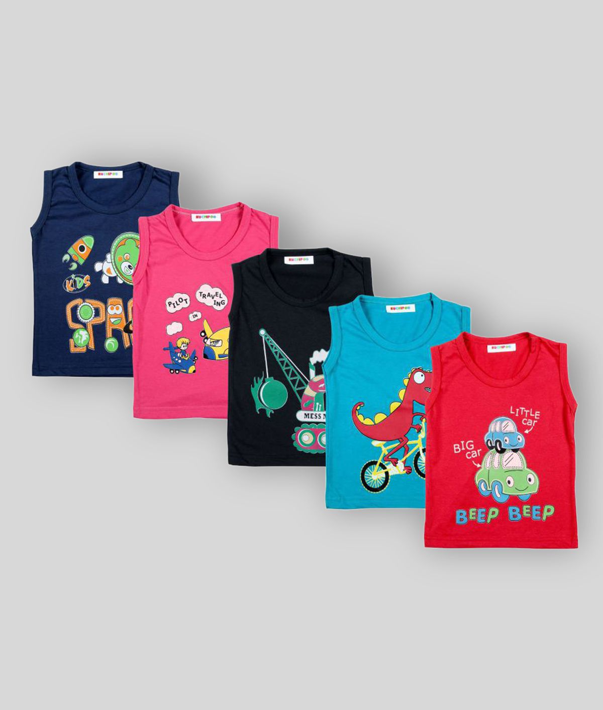 Kuchipoo - Multicolor Cotton Blend Boy's T-Shirt ( Pack of 5 )