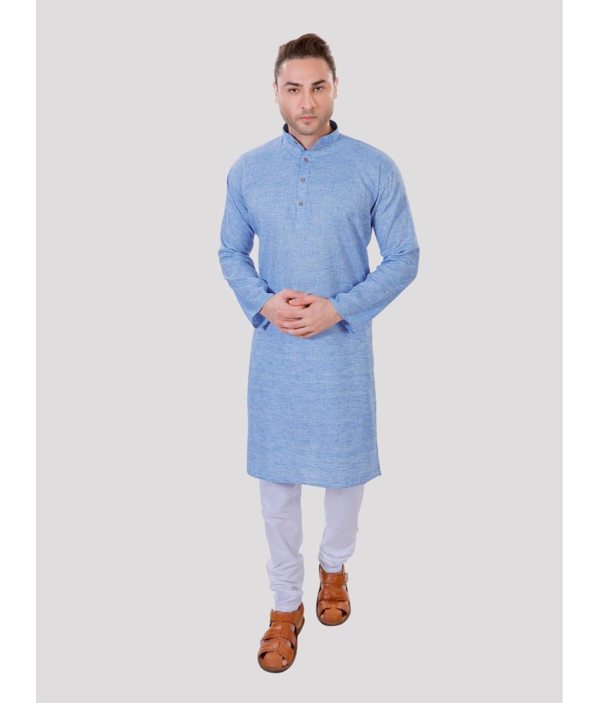     			Maharaja - Blue Cotton Regular Fit Men's Kurta Pyjama Set ( Pack of 1 )