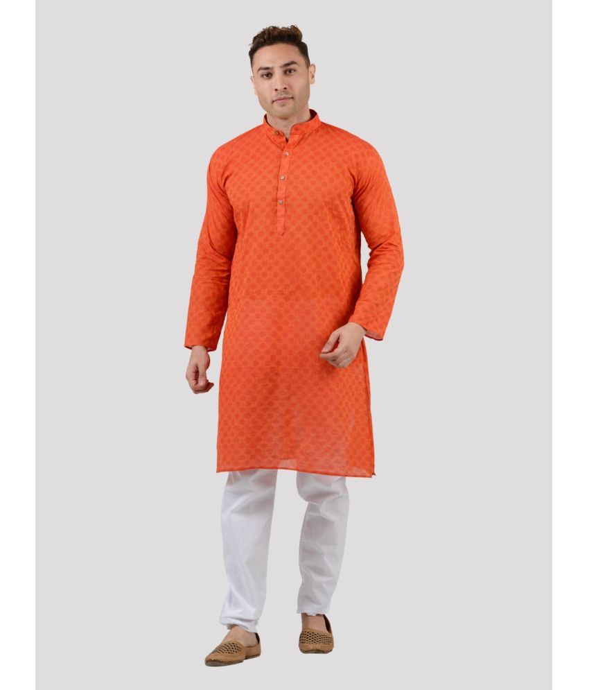     			Maharaja - Red Cotton Regular Fit Men's Kurta Pyjama Set ( Pack of 1 )