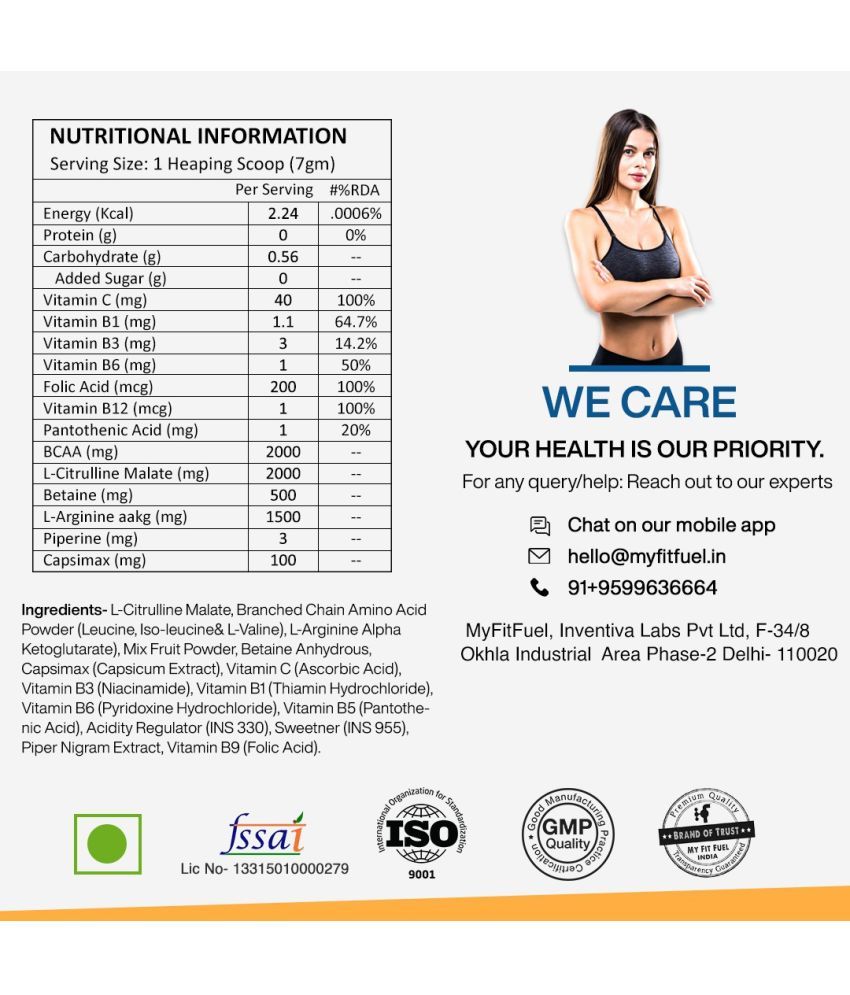 MyFitFuel Pre Workout 6000, (Caffeine Free) Energy 200 gm Buy