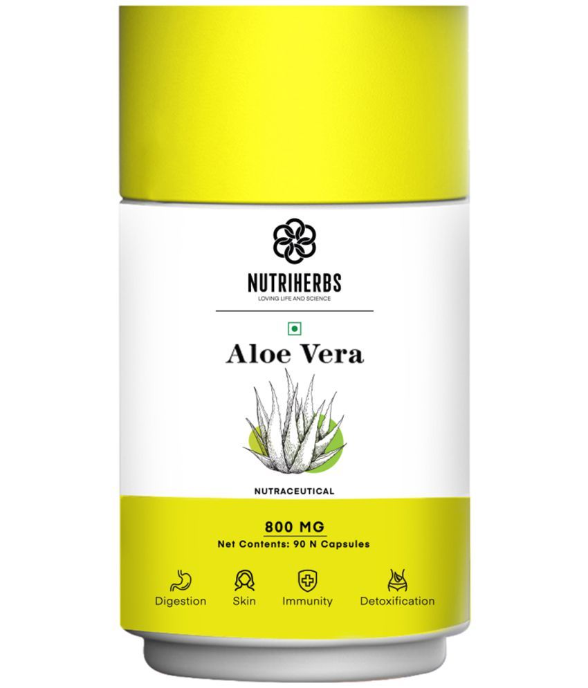     			"Nutriherbs Aleovera Extract  800 mg Pure & Organic -  90 Capsule | Helps To Maintain Beautiful Skin Eases symptoms of Stress For Men & Women