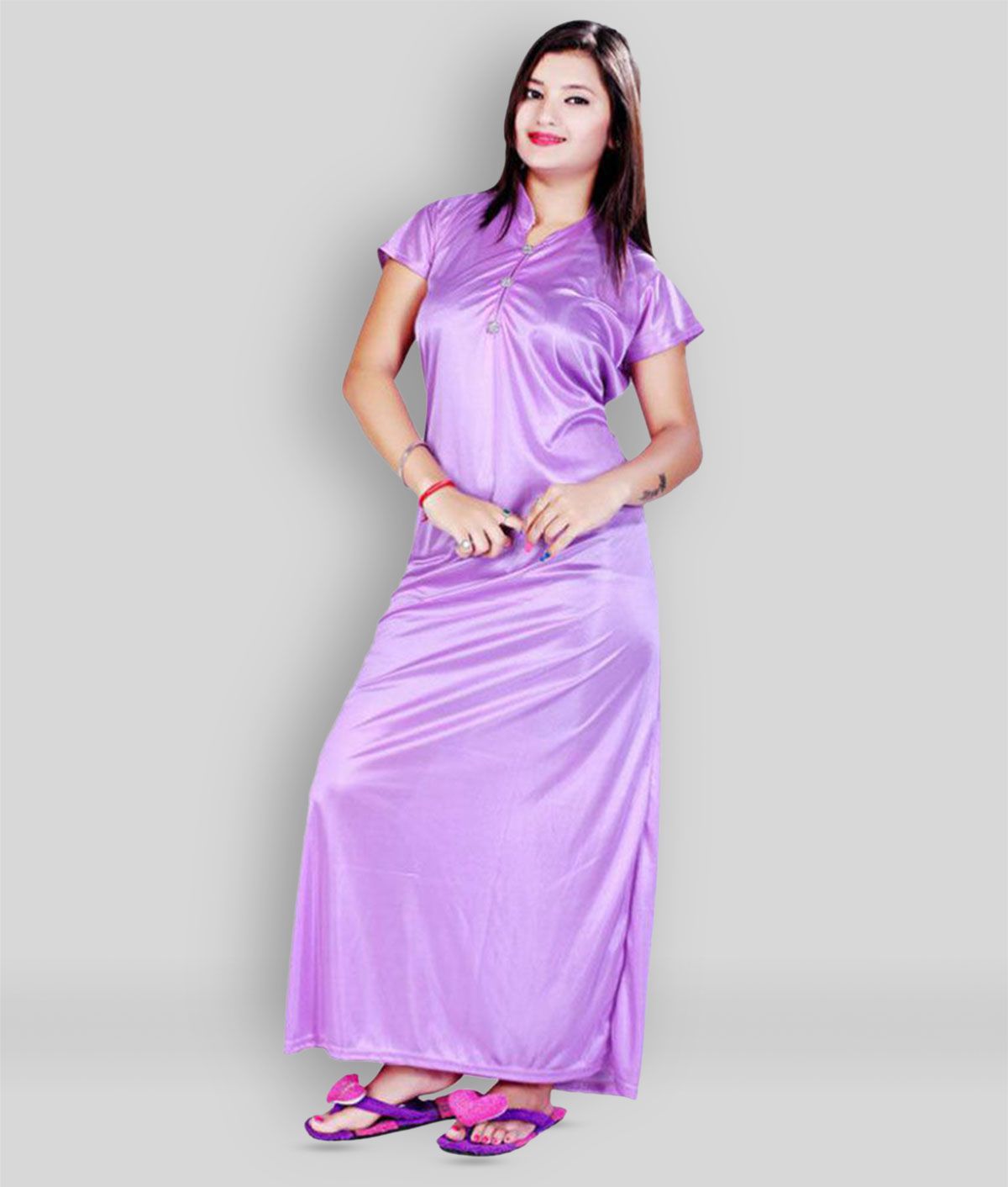     			BAILEY SELLS - Purple Satin Women's Nightwear Nighty & Night Gowns ( Pack of 1 )