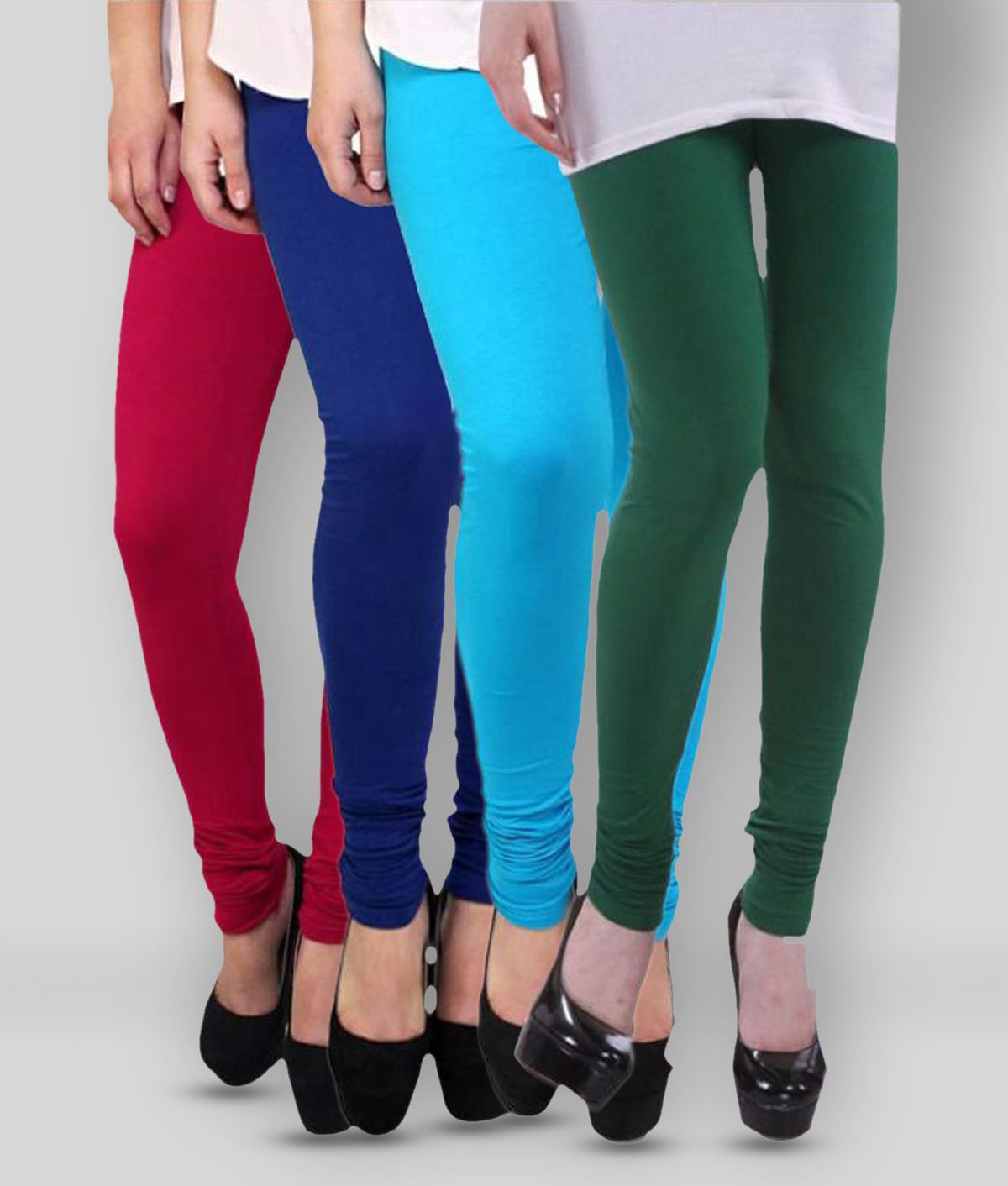     			FnMe - Multicolor Cotton Blend Women's Leggings ( Pack of 4 )