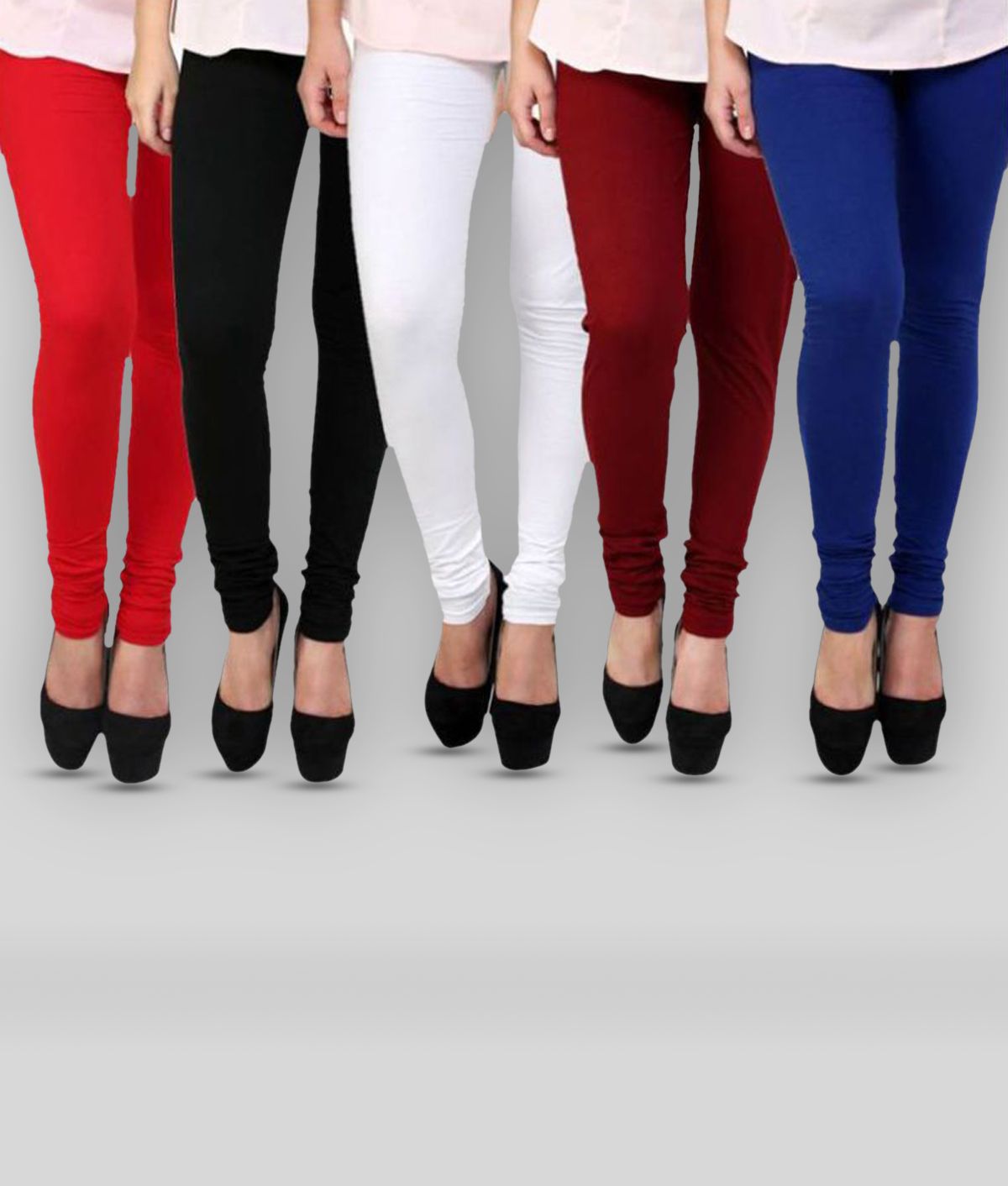     			FnMe - Multicolor Cotton Blend Women's Leggings ( Pack of 5 )