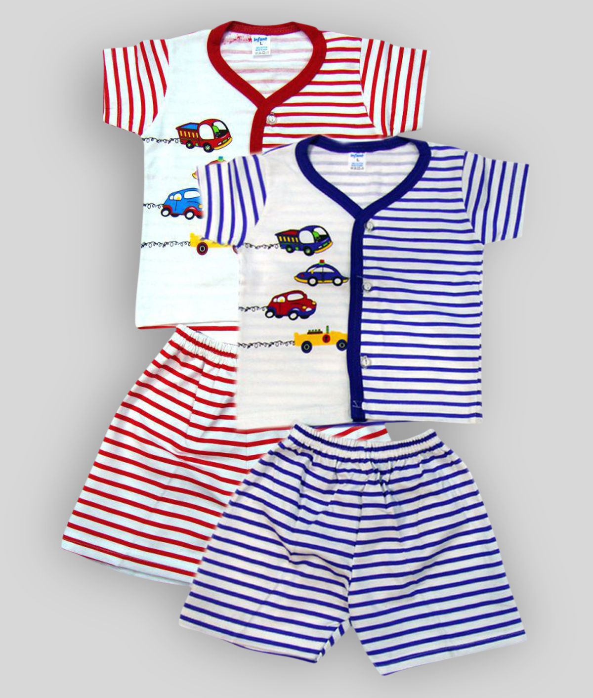    			INFANT - Multicolor Cotton Top & Shorts For Baby Boy ( Pack of 2 )