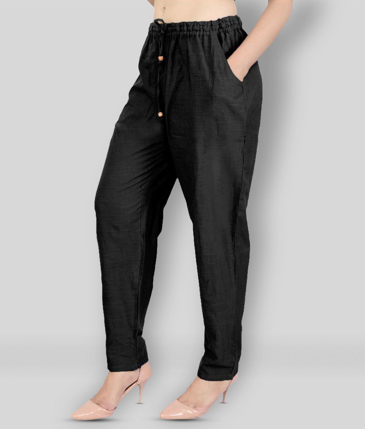 Lee Moda - Black Cotton Blend Slim Fit Women's Casual Pants  ( Pack of 1 )