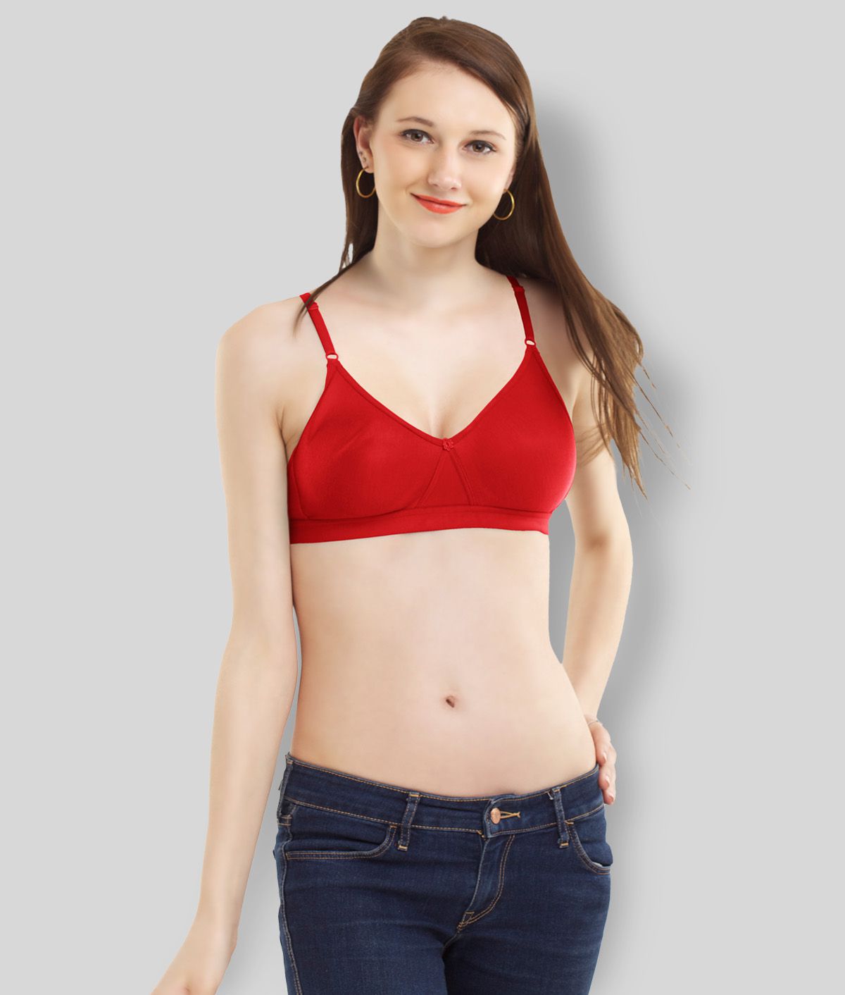     			Madam - Red Cotton Non - Padded Women's T-Shirt Bra ( Pack of 1 )