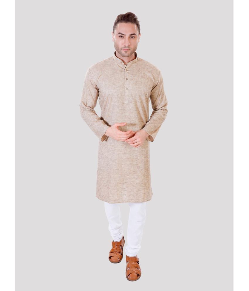     			Maharaja - Beige Cotton Regular Fit Men's Kurta Pyjama Set ( Pack of 1 )