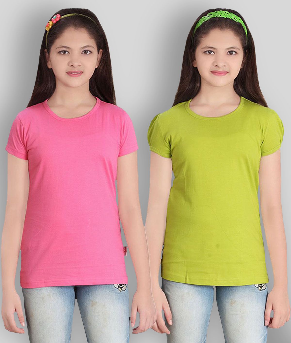     			Sini Mini - Multicolor Cotton Blend Girl's T-Shirt ( Pack of 2 )