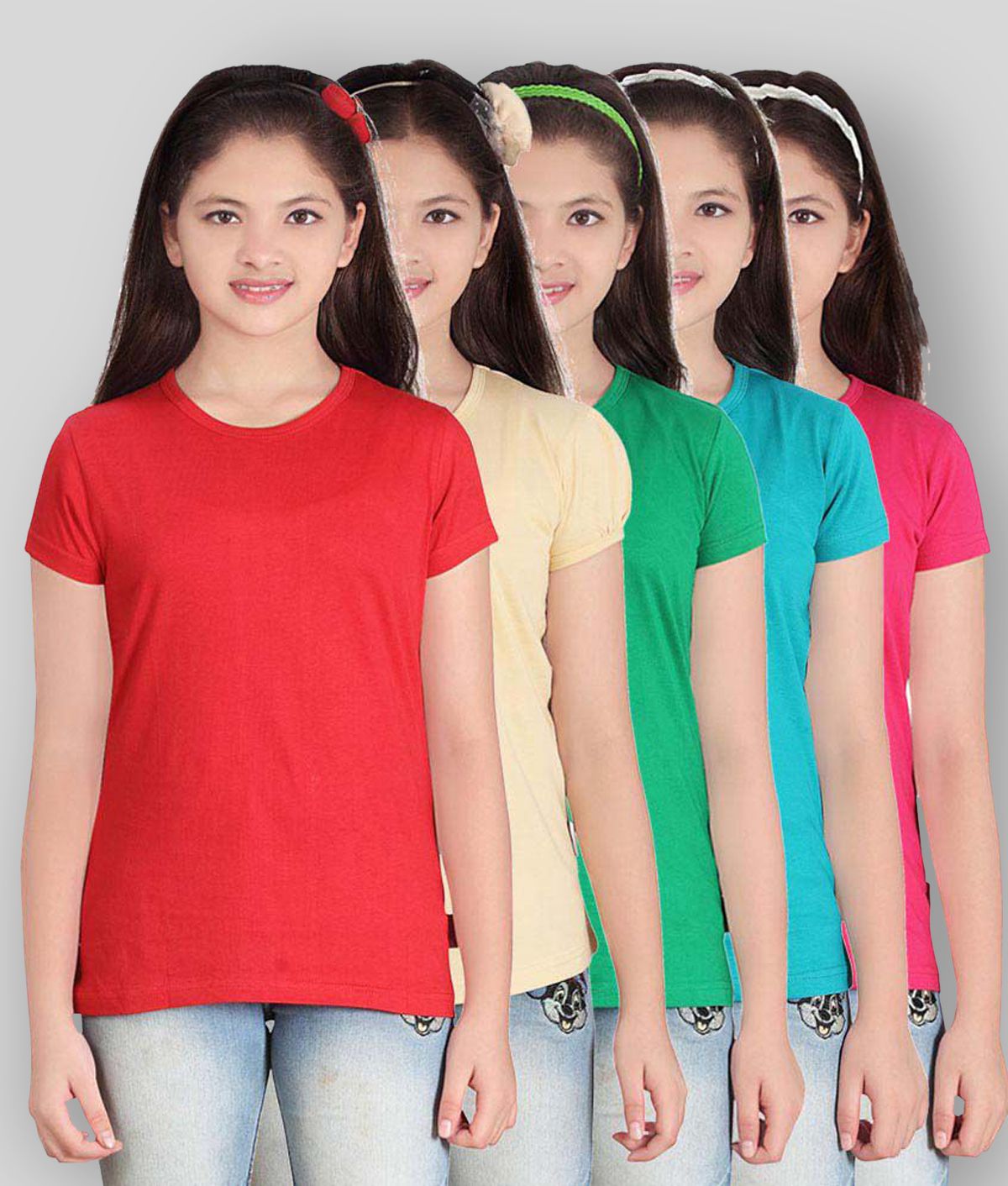     			Sini Mini - Multicolor Cotton Girl's Top ( Pack of 5 )