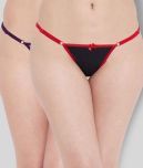 N-Gal Pack of 2 Polyester Solid Women's Thongs ( Multi Color )