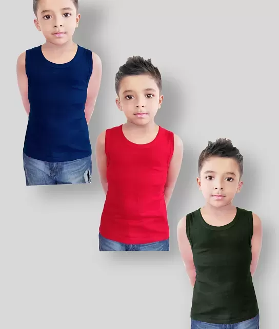 Buy Poomex Kids Boys Gym Vest (Pack of 3) Colour May Vary at