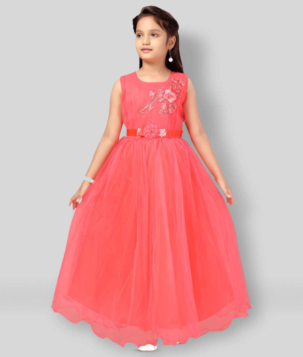     			Aarika - Red Net Girl's Gown ( Pack of 1 )