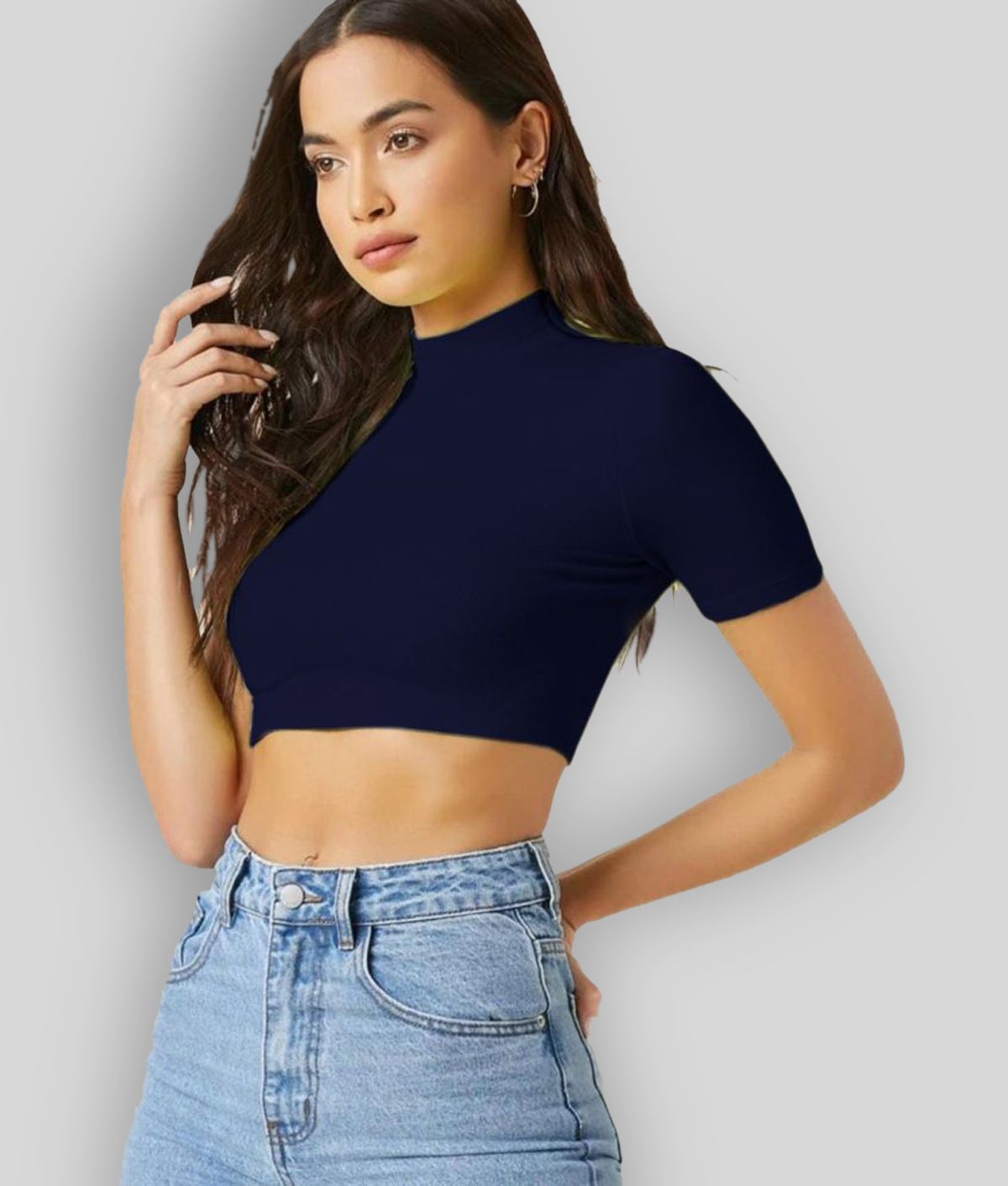     			Dream Beauty Fashion - Blue Polyester Women's Crop Top ( Pack of 1 )