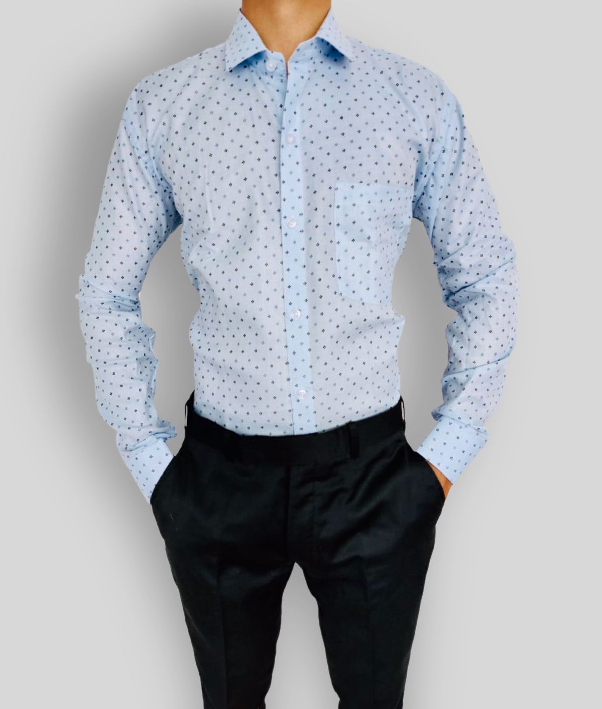     			Mandoth - Blue Cotton Blend Regular Fit Men's Casual Shirt (Pack of 1)