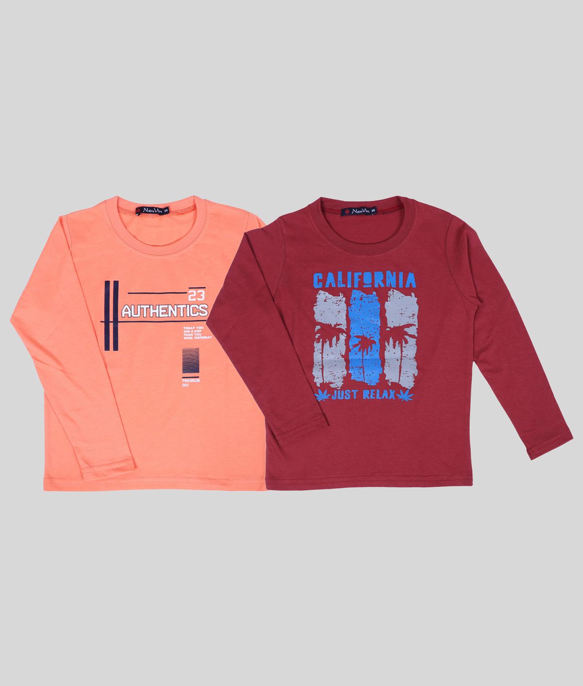 NEUVIN - Multicolor Cotton Blend Boy's T-Shirt ( Pack of 2 )