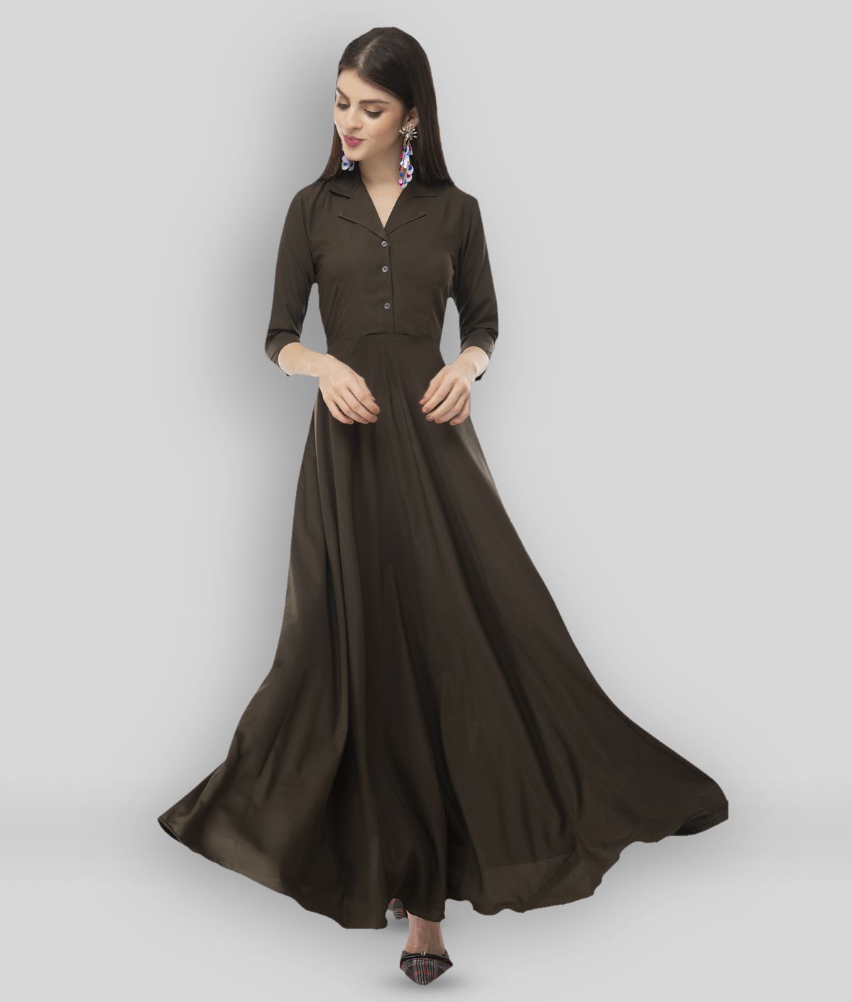     			Rudrakriti - Brown Crepe Women's A-line Dress ( Pack of 1 )